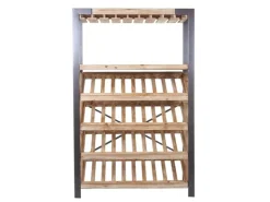 BERLINLODGE Weinregal Für 40 Flaschen Zubehör Und Gläser HxBxT 189x114x39cm Massivholz Flaschenregal Flaschenhalter Barschrank Weinständer