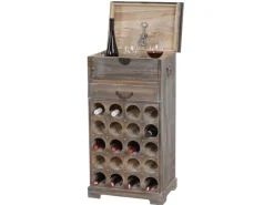 BERLINLODGE Weinregal Mit Schublade Und Truhe Flaschenregal Für 20 Flaschen HxBxT 94x48x31cm Shabby-Look Vintage* Flaschenregale