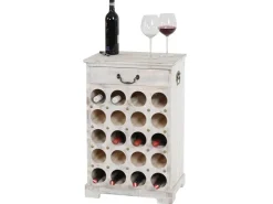 BERLINLODGE Weinregal Mit Schublade Flaschenregal 20 Flaschen HxBxT 76x48x31cm Shabby-Look Vintage* Holzregale