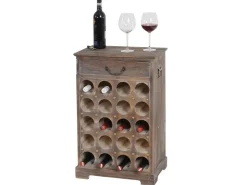 BERLINLODGE Weinregal Mit Schublade Flaschenregal 20 Flaschen HxBxT 76x48x31cm Shabby-Look Vintage* Flaschenregale