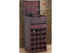 BERLINLODGE Weinregal Mit Schublade Und Truhe Flaschenregal Für 20 Flaschen HxBxT 94x46x38cm Kolonialstil Rot/Braun* Flaschenregale