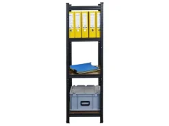 BERLINLODGE Wohnregal Ragnar HxBxT 150x45x45cm Fachlast 100kg Vintagebraun-Schwarz Bücherregal Standregal Büroregal
