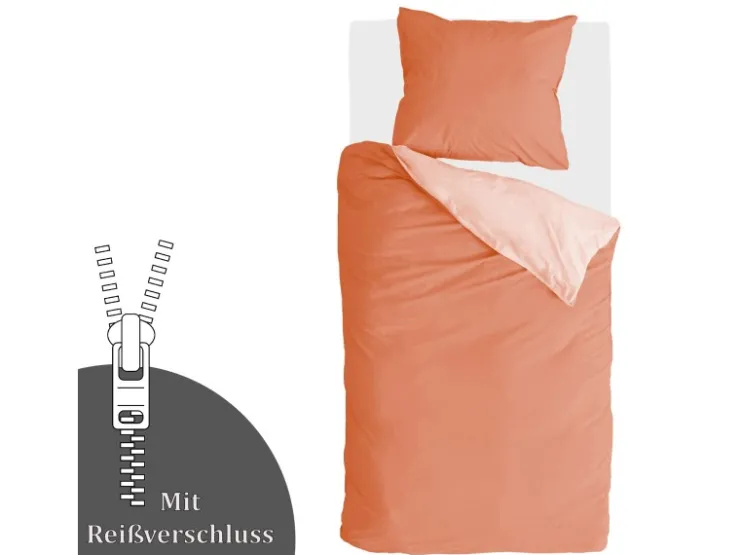 Bestlivings Bettwäsche-Set 135 x 200 cm Side Way Terracotta&White* Überwürfe|Decken
