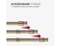 Bestlivings Cafehausstangen Matt Gold 125 bis 225 cm* Seilspanngarnituren|Gardinenstangen