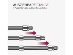 Bestlivings Cafehausstangen Glänzend Silber 75 bis 125 cm & Klemmträger* Gardinenstangen
