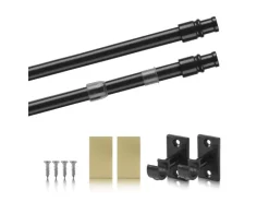 Bestlivings Cafehausstangen Schwarz 125 bis 225 cm* Vorhänge|Seilspanngarnituren