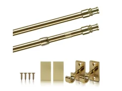 Bestlivings Cafehausstangen Messing Gold 50 bis 75 cm & Klemmträger* Gardinenstangen