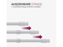Bestlivings Cafehausstangen Weiß 125 bis 225 cm & Klemmträger* Seilspanngarnituren|Rollos