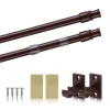 Bestlivings Cafehausstangen Braun 125 bis 225 cm & Klemmträger* Gardinenstangen