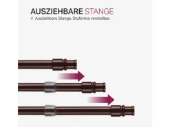 Bestlivings Cafehausstangen Braun 125 bis 225 cm & Klemmträger* Gardinenstangen