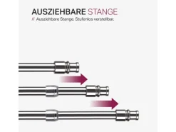 Bestlivings Cafehausstangen Glänzend Silber 125 bis 225 cm & Klemmträger
