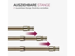 Bestlivings Cafehausstangen Messing Gold 75 bis 125 cm & Klemmträger* Gardinenstangen