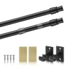 Bestlivings Cafehausstangen Schwarz 75 bis 125 cm & Klemmträger* Gardinenstangen