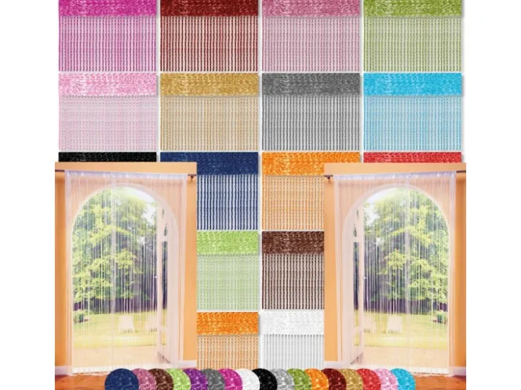 Bestlivings 2er Pack Fadenvorhang Fadengardine Gardine Vorhang 90 cm x 240 cm* Türvorhänge