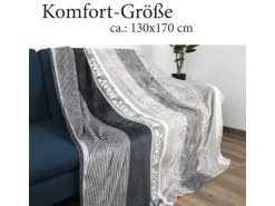 Bestlivings Flanell Kuscheldecke Soft Touch 130 x 170 Bella Casa Hellgrau Ornament* Überwürfe|Decken