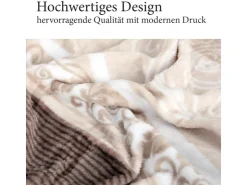 Bestlivings Flanell Kuscheldecke Soft Touch 130 x 170 Bella Casa Beige Ornament