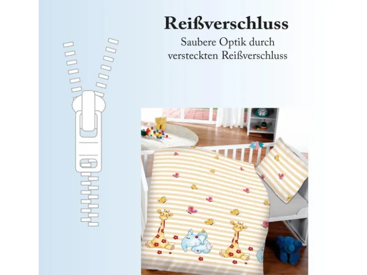 Bestlivings Kinder Bettwäsche 100 x 135 cm & 40 x 60 cm - Elefant & Giraffe* Bettwäsche