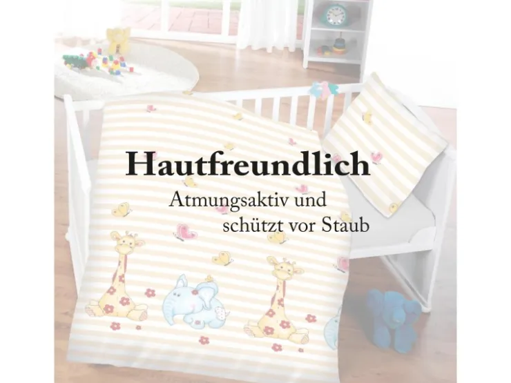 Bestlivings Kinder Bettwäsche 100 x 135 cm & 40 x 60 cm - Elefant & Giraffe* Bettwäsche