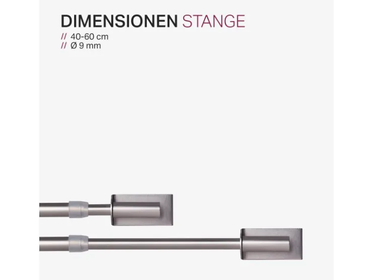 Bestlivings Klemmstange Spannvitrage Twist 40 bis 60 cm Silber* Gardinenstangen