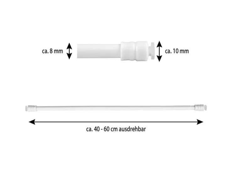 Bestlivings Klemmstangen mit Schraubtechnik Weiß 40 bis 60 cm 2er Pack* Gardinenstangen