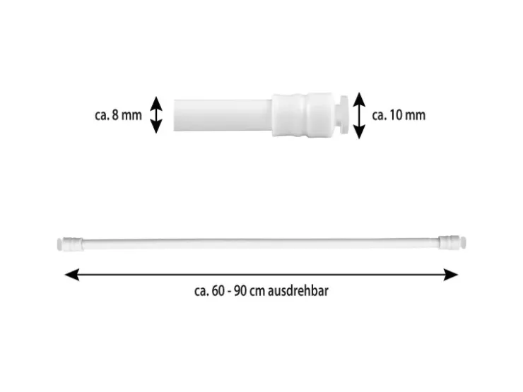 Bestlivings Klemmstangen mit Schraubtechnik Weiß 60 bis 90 cm 4er Pack