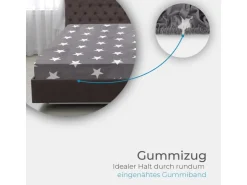 Bestlivings Spannbettlaken Cashmere Touch - 100 x 200 cm Anthrazit Sterne