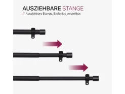 Bestlivings Stilgarnitur Ausziehbar 120 bis 220 cm Schwarz* Vorhänge|Gardinen