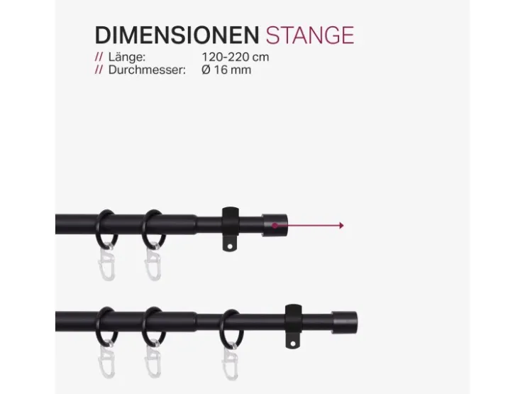 Bestlivings Stilgarnitur Ausziehbar 120 bis 220 cm Schwarz* Vorhänge|Gardinen