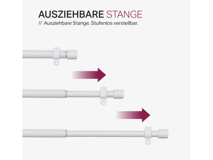 Bestlivings Stilgarnitur Ausziehbar 120 bis 220 cm Weiß* Gardinenstangen