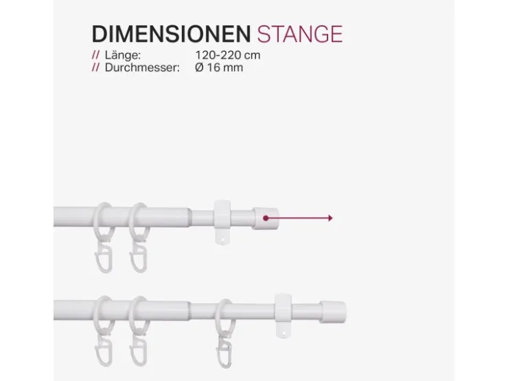 Bestlivings Stilgarnitur Ausziehbar 120 bis 220 cm Weiß* Gardinenstangen