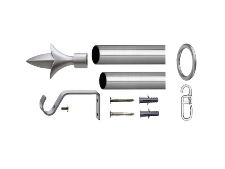 Bestlivings Stilgarnitur Set Ausziehbar 120 bis 230 cm Lilie Silber* Gardinenstangen