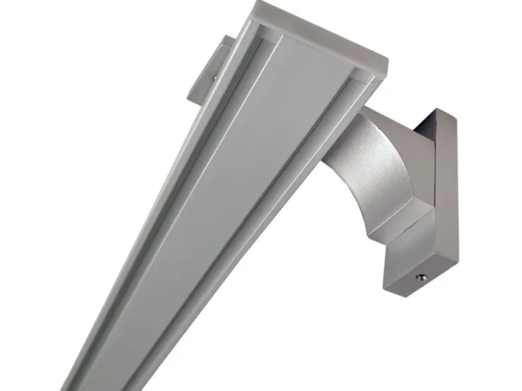 Bestlivings Vorhangschiene 240 cm Aluminium inkl. Wandträger Silber 2 Lauf / 2 x 120 cm