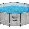 Bestway Stahlrahmen-Pool Set Steel Pro Max Frame Ø 427 x 122 cm Rund Grau* Leitern