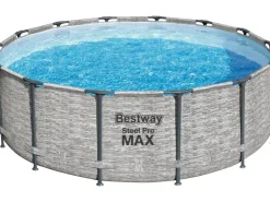 Bestway Stahlrahmen-Pool Set Steel Pro Max Frame Ø 427 x 122 cm Rund Grau* Leitern