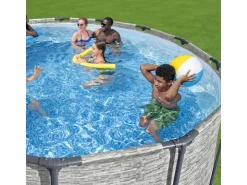 Bestway Stahlrahmen-Pool Set Steel Pro Max Frame Ø 427 x 122 cm Rund Grau* Leitern