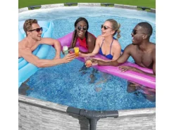 Bestway Stahlrahmen-Pool Set Steel Pro Max Frame Ø 427 x 122 cm Rund Grau* Leitern