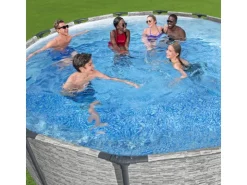 Bestway Stahlrahmen-Pool Set Steel Pro Max Frame Ø 427 x 122 cm Rund Grau* Leitern