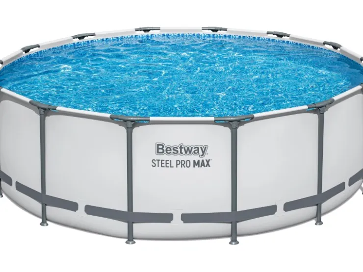 Bestway Stahlrahmen-Pool Set Steel Pro Max Frame EU Ø 427 x 122cm Rund Lichtgrau