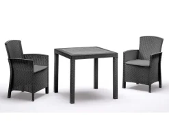 BICA Lido Wetterfestes Balkonset 3-tlg. mit 2 Sessel inkl. Sitzkissen und Tisch Dallas Graphit* Sessel|Kissen