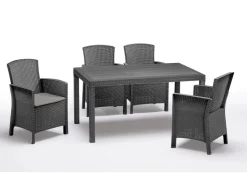 BICA Lido Wetterfestes Balkonset 5-tlg. mit 4 Sessel inkl. Sitzkissen und Tisch Houston Graphit* Kissen|Sessel