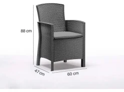 BICA Lido Wetterfestes Balkonset 5-tlg. mit 4 Sessel inkl. Sitzkissen und Tisch Houston Graphit* Kissen|Sessel