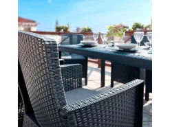 BICA Lido Wetterfestes Balkonset 5-tlg. mit 4 Sessel inkl. Sitzkissen und Tisch Houston Graphit* Kissen|Sessel