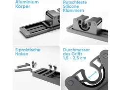 Björn&Schiller Gerätehalter Wandhalterung Aluminium 4 Besenhalter 5 Haken bis 10 kg* Weitere Regale