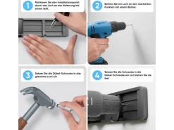 Björn&Schiller Gerätehalter Wandhalterung Aluminium 4 Besenhalter 5 Haken bis 10 kg* Weitere Regale