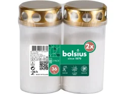 Bolsius Grablicht mit Deckel Weiß 2 Stück* Kerzen