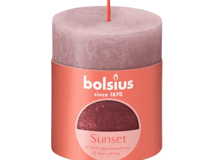 Bolsius Rustik-Kerze Sunset 80/68 mm Eschenrose-Rot* Kerzen