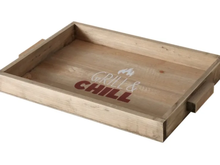 Boltze Deko-Tablett Grillzeit 38 cm x 26 cm x 4 cm Natur* Geschenkartikel