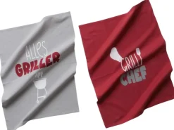 Boltze Geschirrtuch-Set Grillzeit Grau-Rot* Geschenkartikel