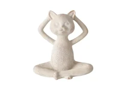 Boltze Home Deko-Figur Yoga Katze 3-fach Sortiert 15 cm x 6 cm x 14,5 cm Beige