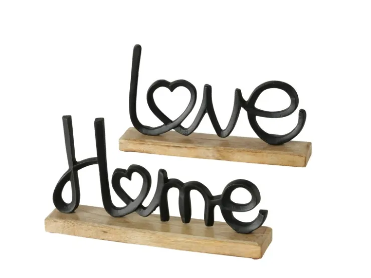 Boltze Home Schriftzug Love Home 2-fach Sortiert 17,7 cm x 30,6 cm Natur-Schwarz* Dekorative Figuren